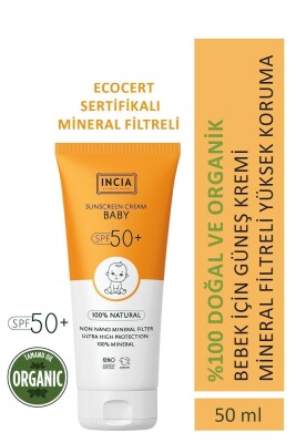 INCIA %100 Doğal Bebek için Güneş Kremi Mineral Filtreli 50 SPF 50ml - INCIA 