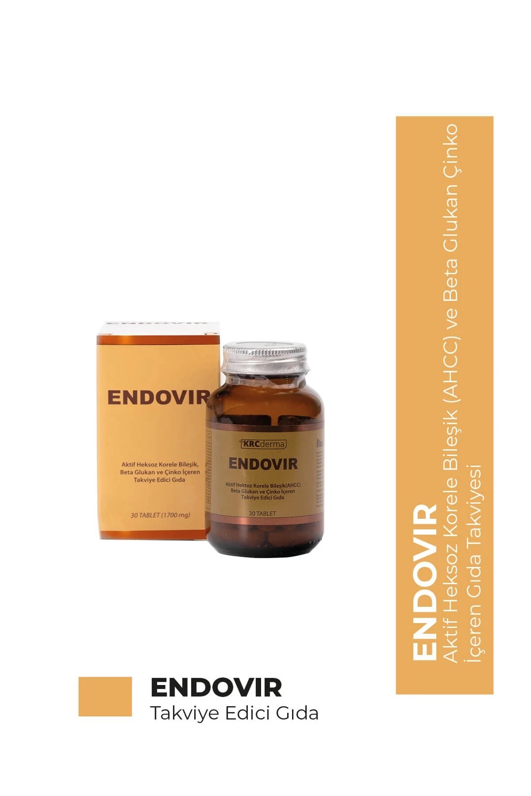 KRCDerma Endovir AHCC Immun Destekleyici Tablet 30 Tablet (1700 mg) - KRCDerma
