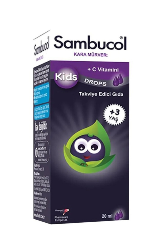 Sambucol Kids Drops Kara Mürver ve Kuşburnu İçeren Takviye Edici Gıda Damlası 20 ml - Sambucol 